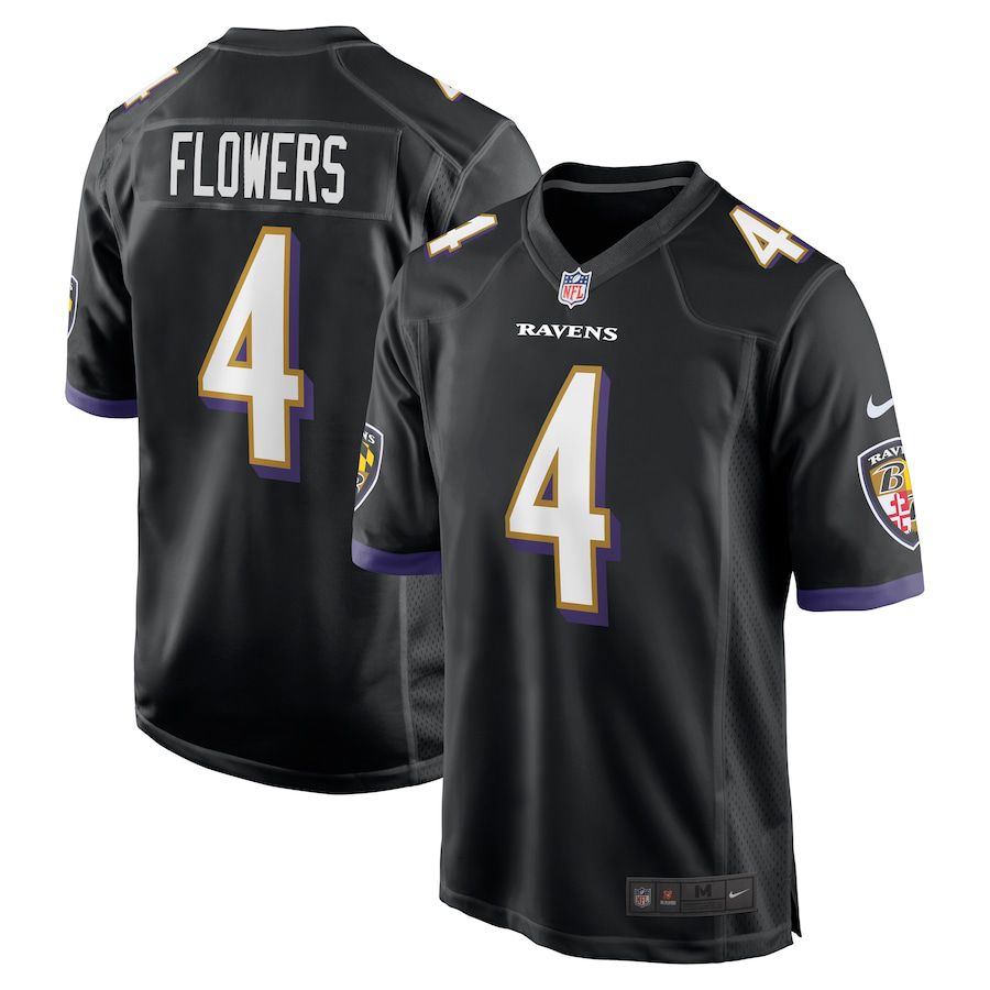 Men Baltimore Ravens #4 Zay Flowers Nike Black Team Game NFL Jersey